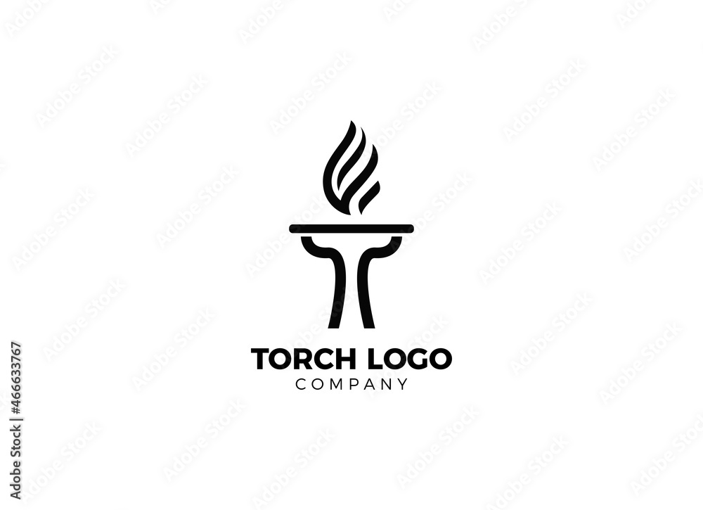 Burning Torch Fire Flame with Pillar column logo design Stock Vector ...