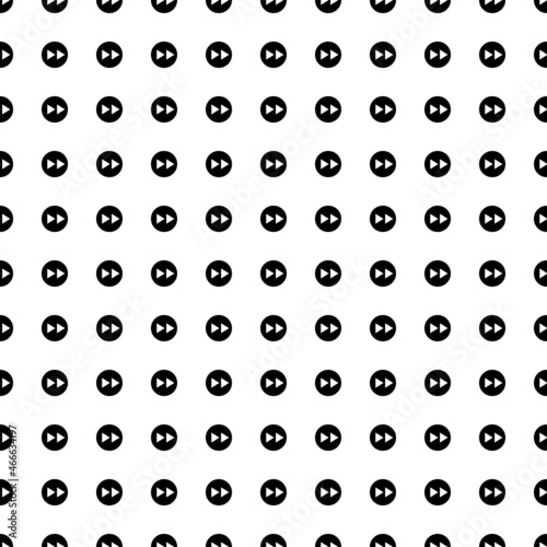 Square seamless background pattern from geometric shapes. The pattern is evenly filled with big black fast forward symbols. Vector illustration on white background