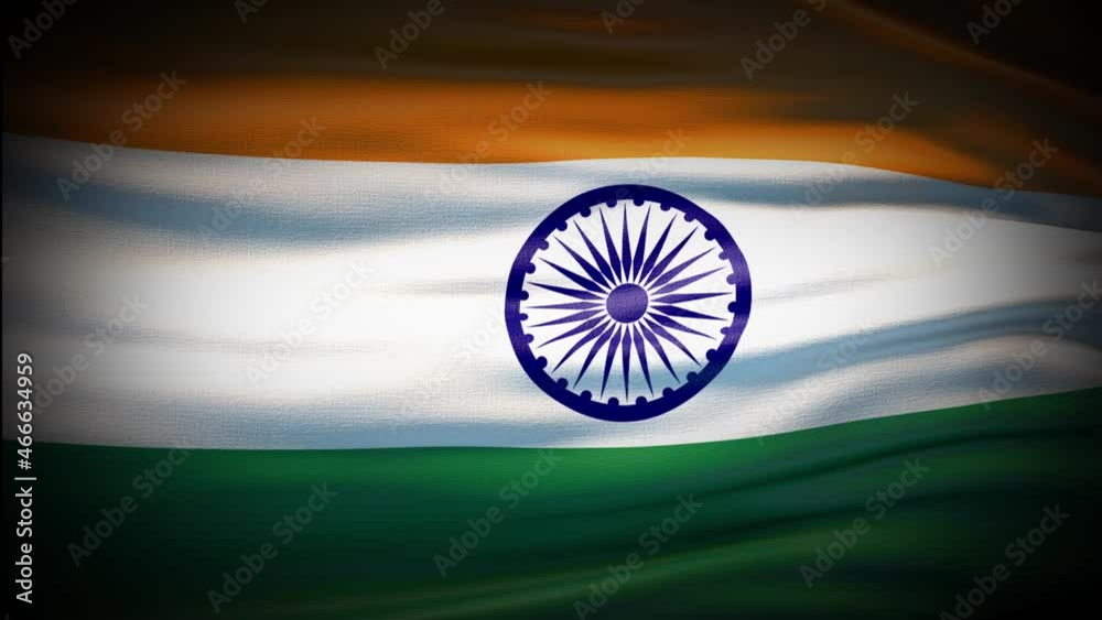 Animation India flag is waving seamless loop. India flag waving in the wind. Realistic 4K national flag of India Closeup.