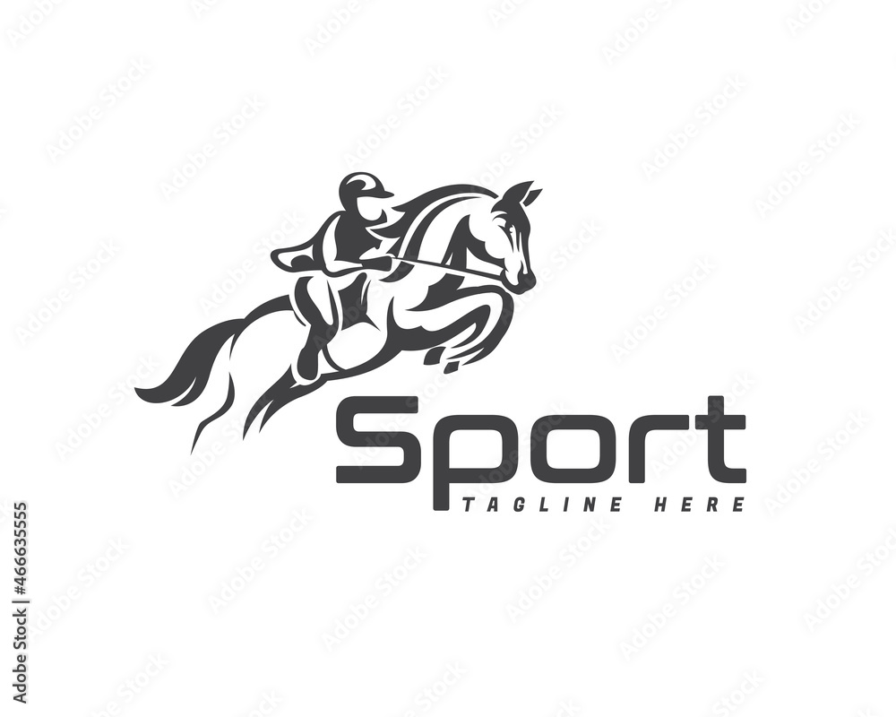 jockey horse jump sport drawn art logo template illustration jockey horse jump sport drawn art logo template illustration