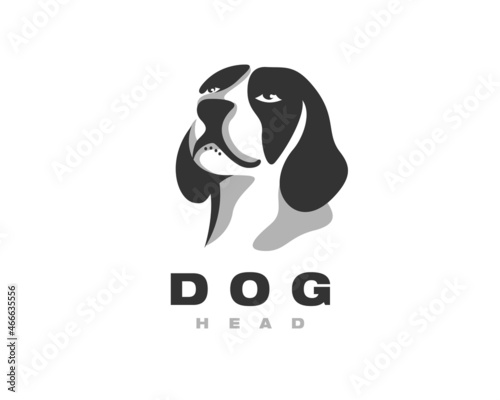 simple abstract elegant head dog front view look up logo template illustration