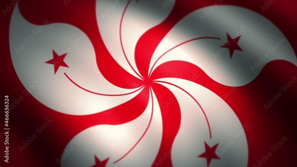 Flag of Hong Kong Waving in the Wind (Zoom Out)