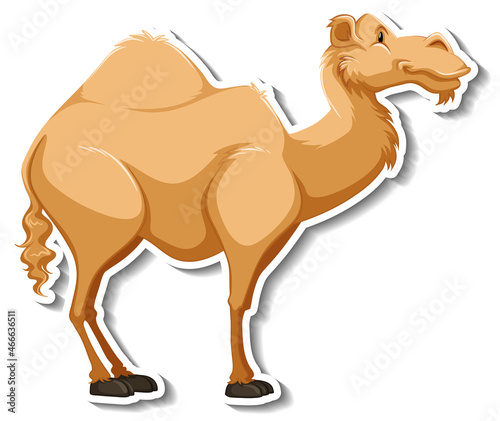 A sticker template of camel cartoon character