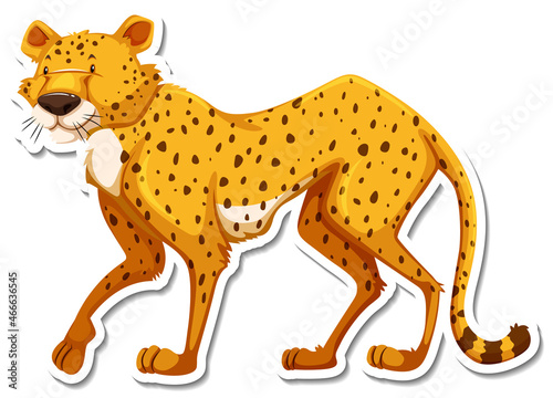 Fototapeta Naklejka Na Ścianę i Meble -  Cheetah cartoon character on white background