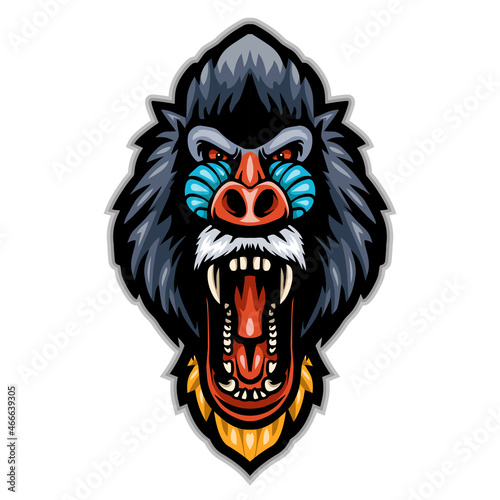 Cartoon angry mandrill head mascot photo