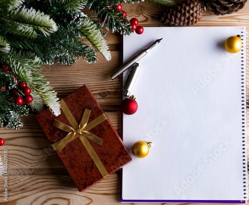 Blank message paper in christmas festive concept