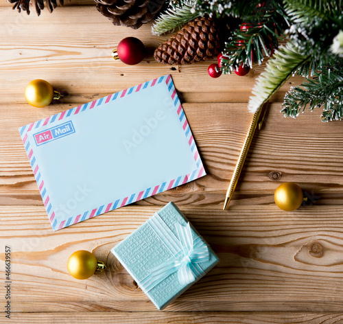 Blank message paper in christmas festive concept