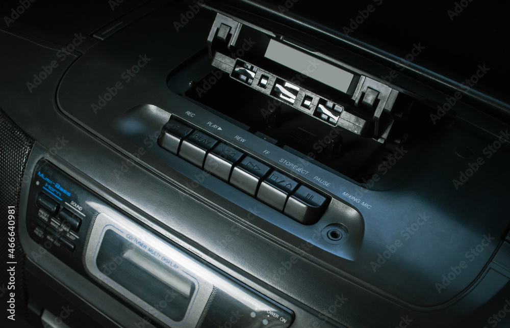 audio tape recorder closeup