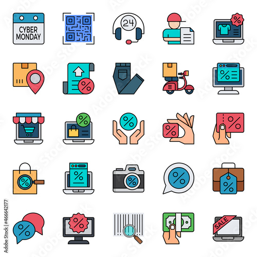 Filled outline icons for black friday.