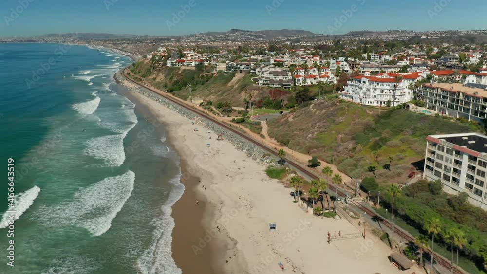 Aerial view of the train tracks near Linda Lane Park in San Clemente, California. Aerial view of the train tracks near Linda Lane Park in San Clemente, California.