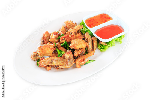 Fried chicken wings with sauce