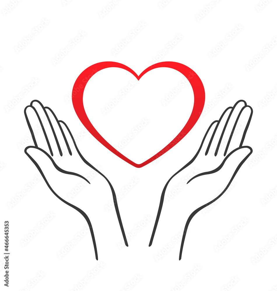 simple open hands outline cradling heart simple open hands outline cradling heart