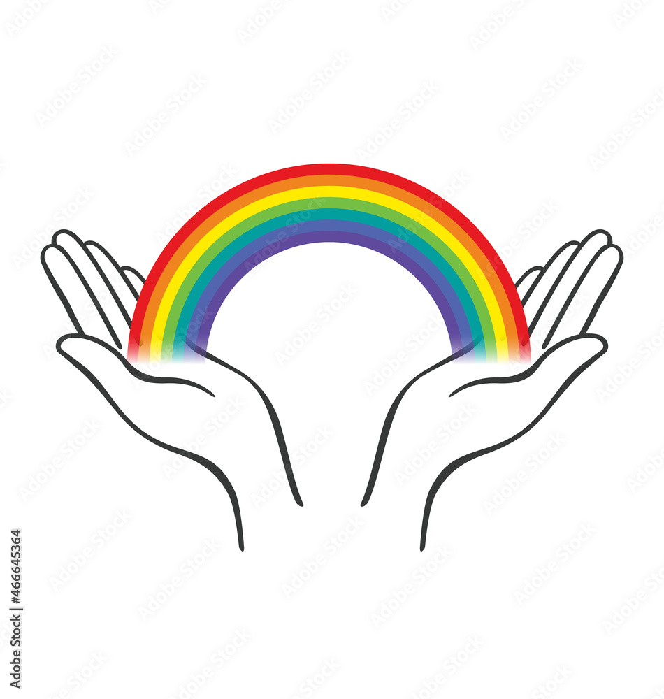 simple open hands outline cradling rainbow simple open hands outline cradling rainbow