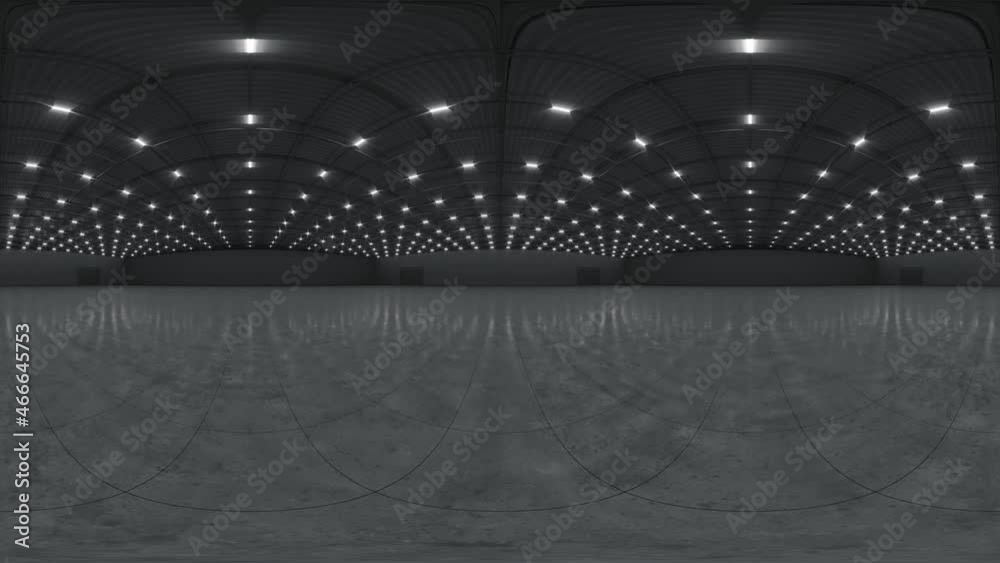Full spherical hdri panorama 360 degrees of empty exhibition space. backdrop for exhibitions and events. Tile floor. Marketing mock up. 3D render illustration. 4K video.