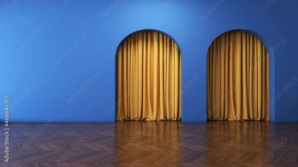 Fototapeta premium Room interior with Wall Background. 3D rendering ,3D illustration 