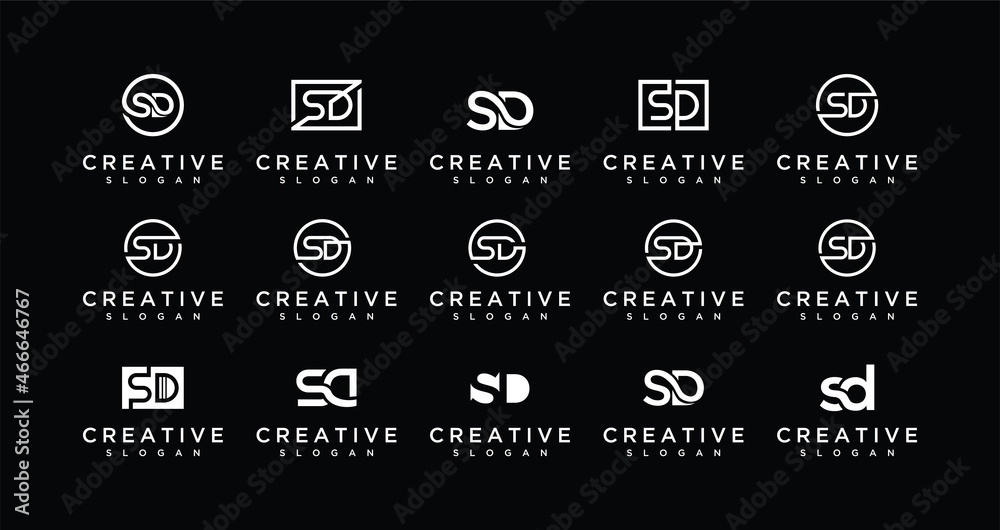 Set of creative SD or DS monogram letter logo design templates. Logos can be used to build a company.
