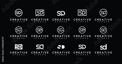 Set of creative SD or DS monogram letter logo design templates. Logos can be used to build a company.