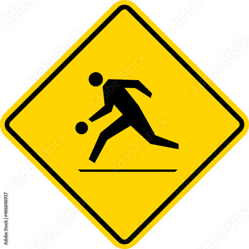Playground zone sign. Children play area. Safety signs and symbols.