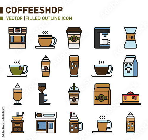 Coffeeshop icon for website, application, printing, document, poster design, etc.