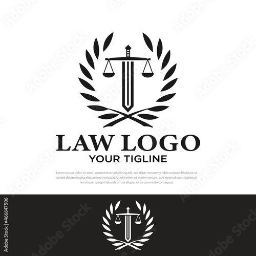 Creative premium sword scale law firm trend logo design