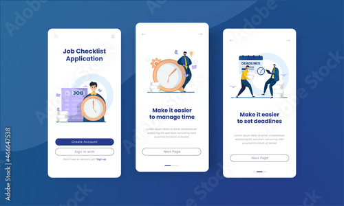 Job checklist application on mobile onboard screen concept