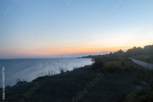 Sunset on Puck Bay on Baltic sea on Hel peninsula.