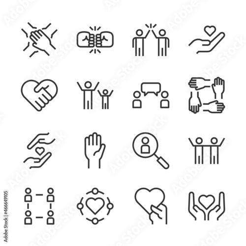 Friendship and love line icons set vector illustration
