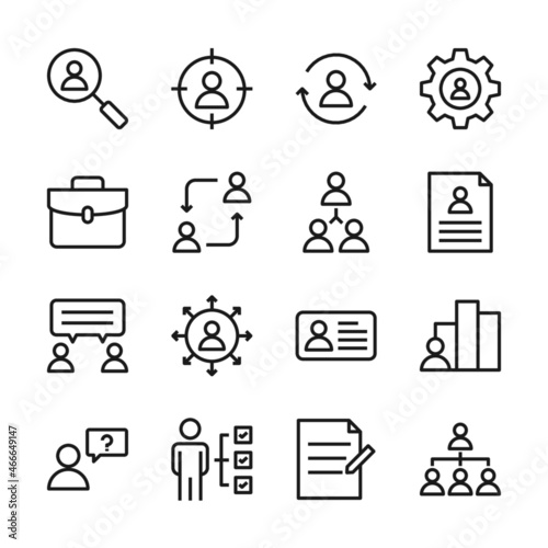Head hunting line icons set vector illustration
