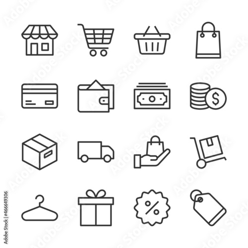 Shopping line icons set vector illustration