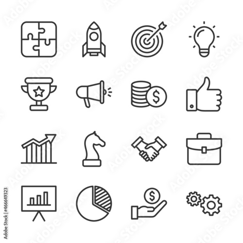 Startup line icon set vector illustration