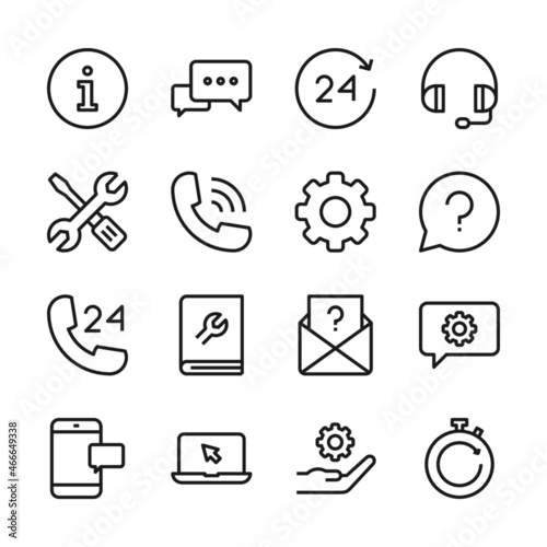 Support service line icons set vector illustration