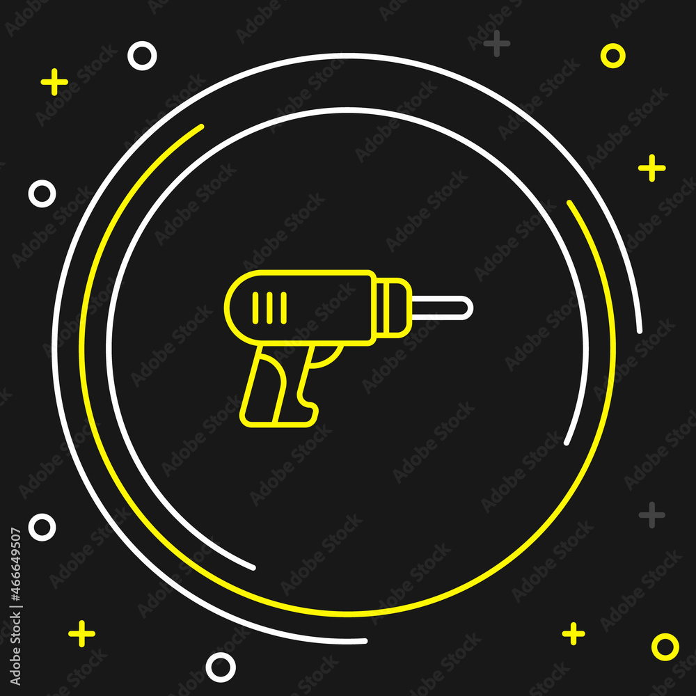 Line Electric drill machine icon isolated on black background. Repair tool. Colorful outline concept. Vector Line Electric drill machine icon isolated on black background. Repair tool. Colorful outline concept. Vector