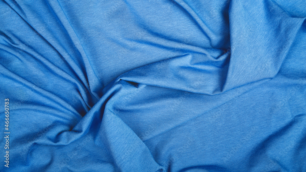 abstract background. luxury cloth or liquid wave or wavy folds , elegant wallpaper design. soft blue fabric cotton jersey. Banner