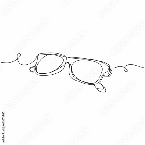 Vector continuous one single line drawing icon of sunglasses in silhouette on a white background. Linear stylized.