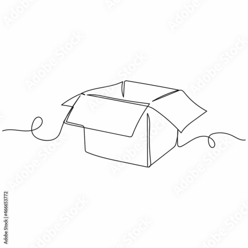 Vector continuous one single line drawing icon of cardboard box in silhouette on a white background. Linear stylized.