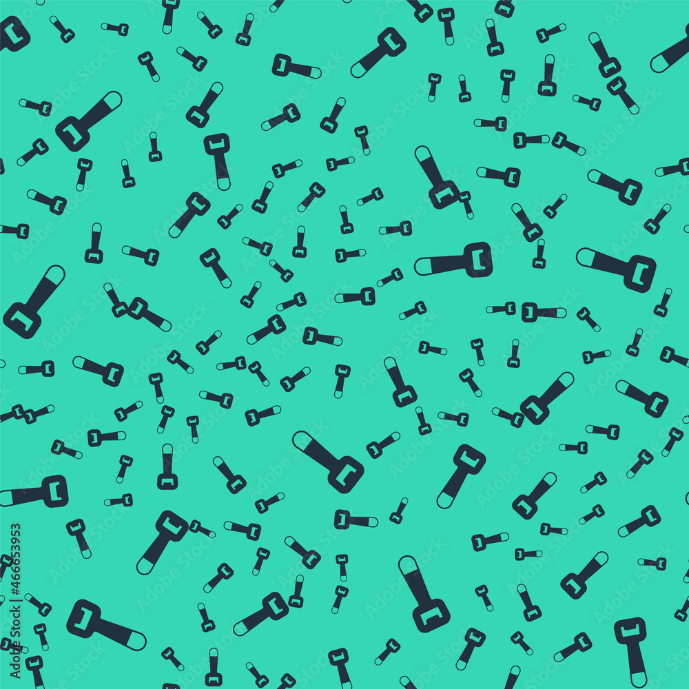 Black Bottle opener icon isolated seamless pattern on green background. Vector Black Bottle opener icon isolated seamless pattern on green background. Vector