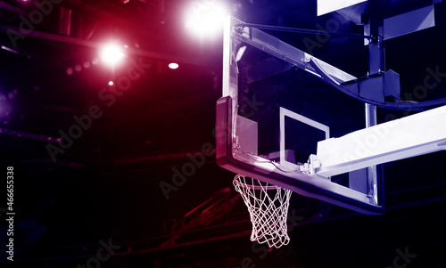 Basketball hoop isolated on neon background. Professional sport concept © Augustas Cetkauskas