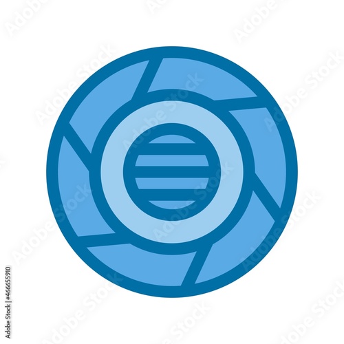 Camera Lens Filled Blue Vector Icon Design