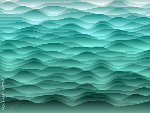 Abstract curves background. Smooth curves with gradients in teal colors. Superb vector illustration.