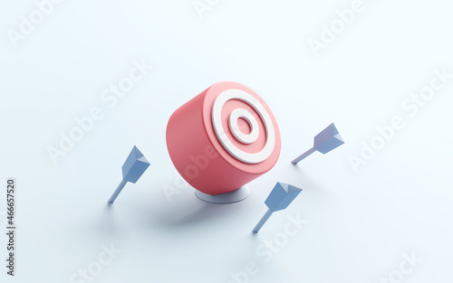 Photos Blue arrows missed hitting target mark on blue background