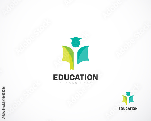 education logo creative book design concept success people