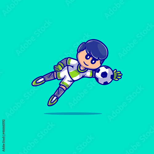 cute football goalkeeper illustration catching the ball