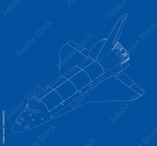 Space shuttle. Vector rendering of 3d