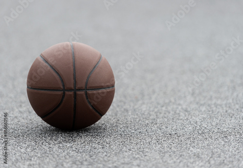 New basketball ball on new urban court. Horizontal sport poster, greeting cards, headers, website and app