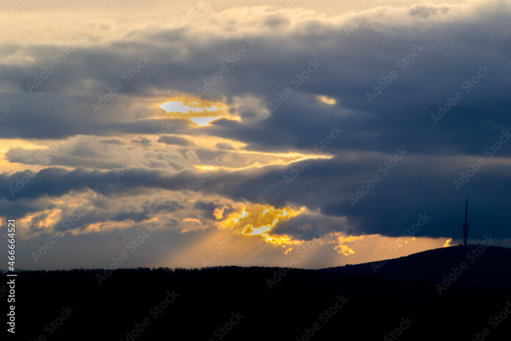 sunset in the mountains