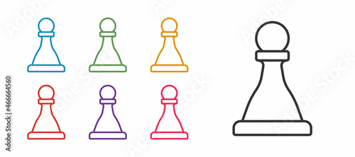 Set line Chess icon isolated on white background. Business strategy. Game, management, finance. Set icons colorful. Vector