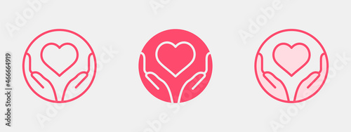 Heart in hands icon. Nonprofit, justice, organization logo template. Vector illustration.