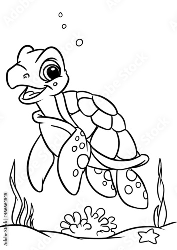 Little sea turtle illustration character coloring