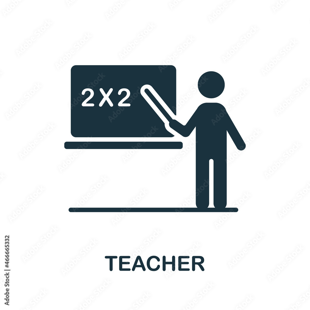 Teacher icon. Monochrome sign from school education collection. Creative Teacher icon illustration for web design, infographics and more