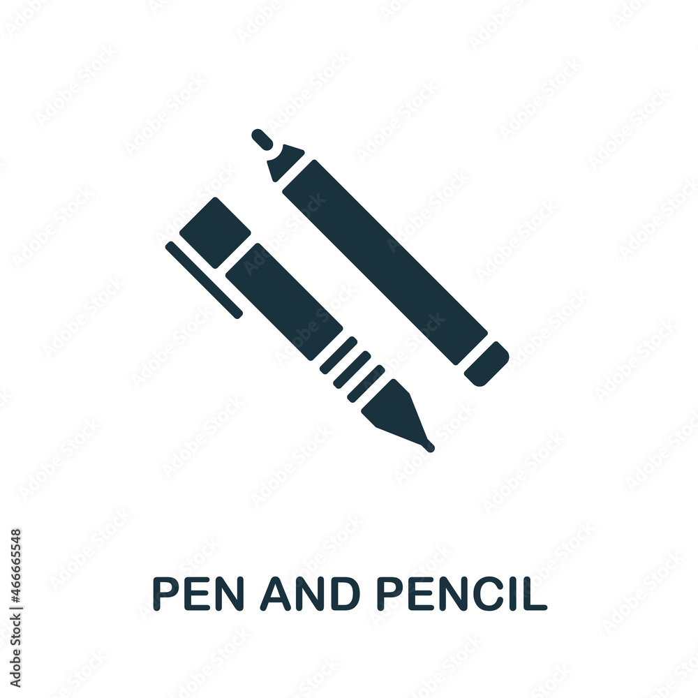 Pen And Pencil icon. Monochrome sign from school education collection. Creative Pen And Pencil icon illustration for web design, infographics and more Pen And Pencil icon. Monochrome sign from school education collection. Creative Pen And Pencil icon illustration for web design, infographics and more